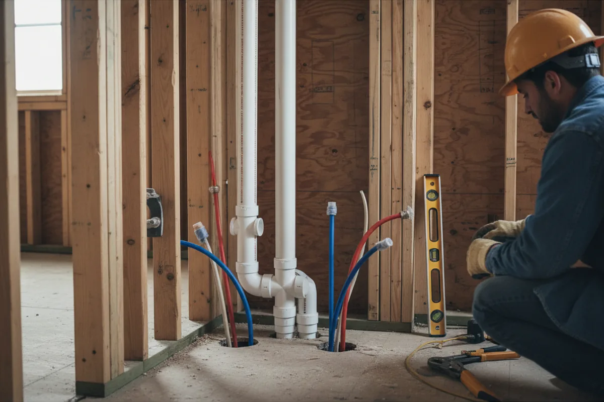 Drain and supply rough-in during Drain Cleaning in Lewistown